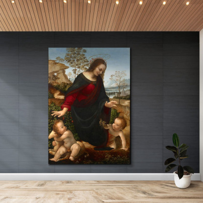 Madonna Col Bambino E San Giovannino Leonardo Da Vinci ldv21 quadro stampato su tela