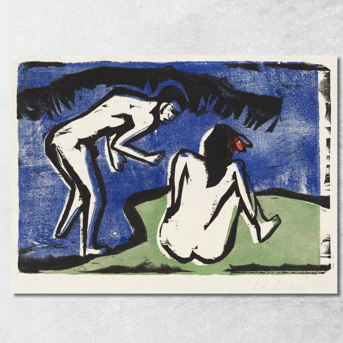 Coppia Al Bagno 1910 Di The Ernst Ludwig Kirchner elk7 quadro stampato su tela Coppia Al Bagno 1910 Di The Ernst Ludwig Kirchner elk7 quadro stampato su tela