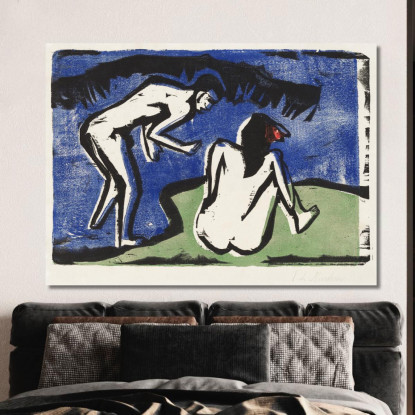 Coppia Al Bagno 1910 Di The Ernst Ludwig Kirchner elk7 quadro stampato su tela