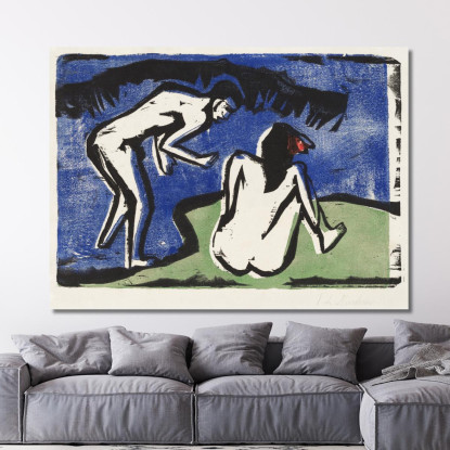 Coppia Al Bagno 1910 Di The Ernst Ludwig Kirchner elk7 quadro stampato su tela