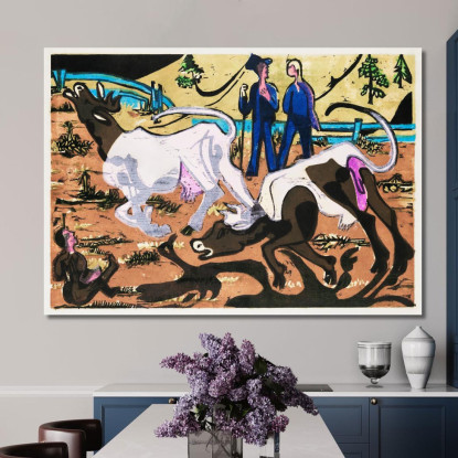 Mucche Nella Primavera Del 1933 Ernst Ludwig Kirchner elk18 quadro stampato su tela