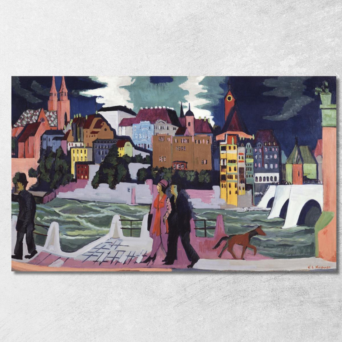 Vista Di Basilea E Del Reno 19271928 Ernst Ludwig Kirchner elk42 quadro stampato su tela Vista Di Basilea E Del Reno 19271928 Ernst Ludwig Kirchner elk42 quadro stampato su tela