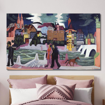 Vista Di Basilea E Del Reno 19271928 Ernst Ludwig Kirchner elk42 quadro stampato su tela