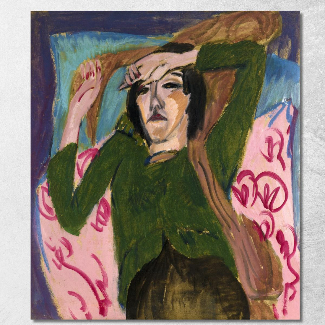La Donna Con La Camicetta Verde 1912-1913 Circa Ernst Ludwig Kirchner elk44 quadro stampato su tela La Donna Con La Camicetta Verde 1912-1913 Circa Ernst Ludwig Kirchner elk44 quadro stampato su tela