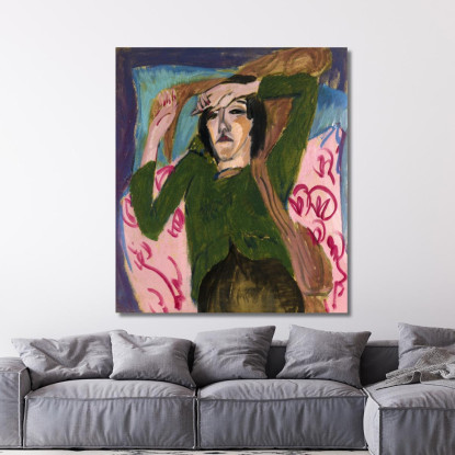 La Donna Con La Camicetta Verde 1912-1913 Circa Ernst Ludwig Kirchner elk44 quadro stampato su tela
