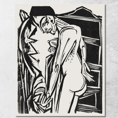 Nudo Femminile Davanti A Un Gabinetto Ernst Ludwig Kirchner elk54 quadro stampato su tela