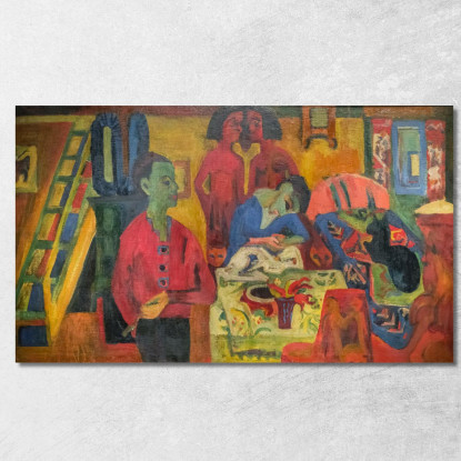 Interno Con Pittore Ernst Ludwig Kirchner elk68 quadro stampato su tela