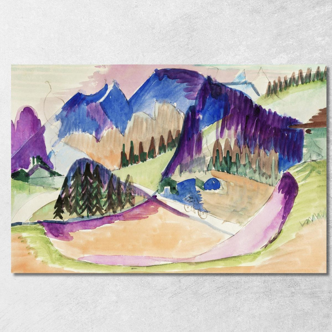 Paesaggio Montano Ernst Ludwig Kirchner elk81 quadro stampato su tela Paesaggio Montano Ernst Ludwig Kirchner elk81 quadro stampato su tela