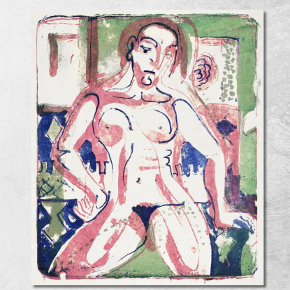 Donna Nuda 1927 Ernst Ludwig Kirchner elk88 quadro stampato su tela