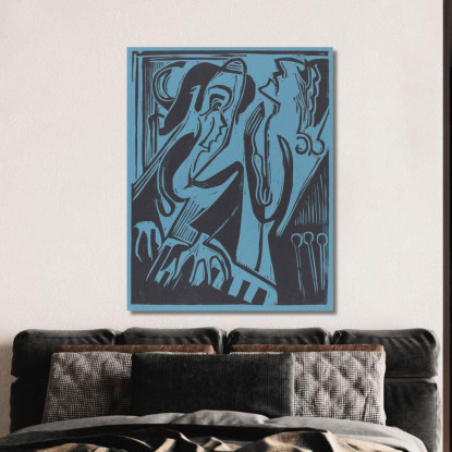 Pianista E Cantante 1928 Ernst Ludwig Kirchner elk100 quadro stampato su tela
