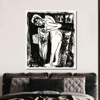 In Piedi Nudo In Una Stanza Ernst Ludwig Kirchner elk122 quadro stampato su tela