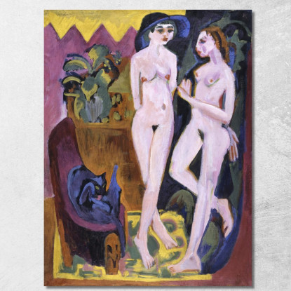 Due Nudi In Una Stanza 1914 Ernst Ludwig Kirchner elk148 quadro stampato su tela