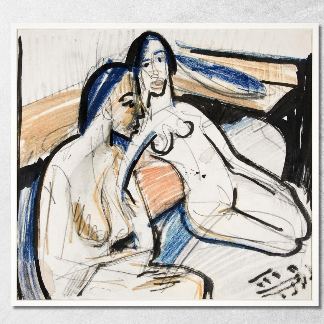 Due Donne Sedute Nello Studio 1912 Ernst Ludwig Kirchner elk151 quadro stampato su tela Due Donne Sedute Nello Studio 1912 Ernst Ludwig Kirchner elk151 quadro stampato su tela