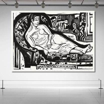 Donna Sdraiata Su Un Divano 1926 Ernst Ludwig Kirchner elk160 quadro stampato su tela