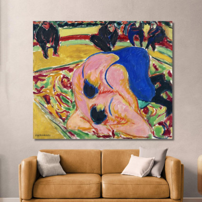 Lottatori In Un Circo 1909 Ernst Ludwig Kirchner elk164 quadro stampato su tela