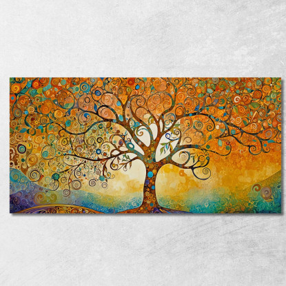 Quadro Albero Della Vita Tramonto Con Motivi Astratti avt10 quadro stampato su tela