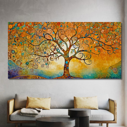 Quadro Albero Della Vita Tramonto Con Motivi Astratti avt10 quadro stampato su tela