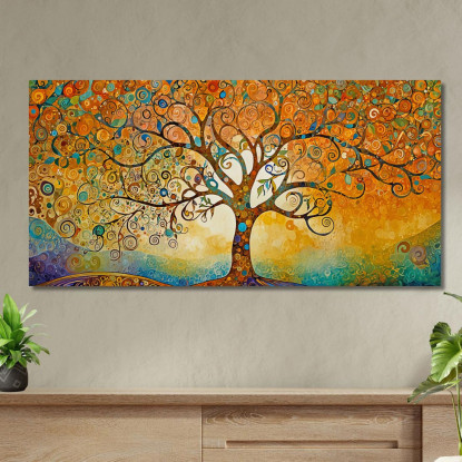 Quadro Albero Della Vita Tramonto Con Motivi Astratti avt10 quadro stampato su tela