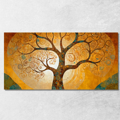 Quadro Albero Della Vita Spirali Oro avt12 quadro stampato su tela