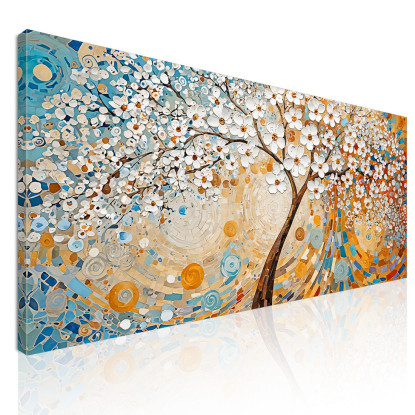 Quadro Albero Della Vita Fiori Bianchi Astratti avt13 quadro stampato su tela