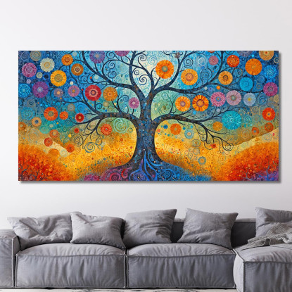 Quadro Albero Della Vita Fiori Colorati Astratti avt18 quadro stampato su tela