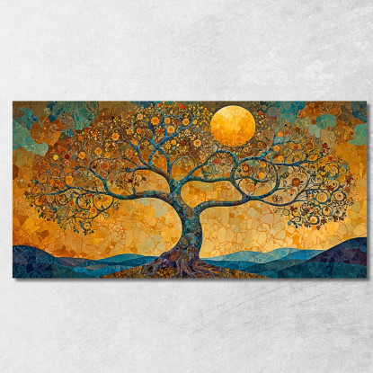 Quadro Albero Della Vita Montagna E Luna Gialla avt19 quadro stampato su tela