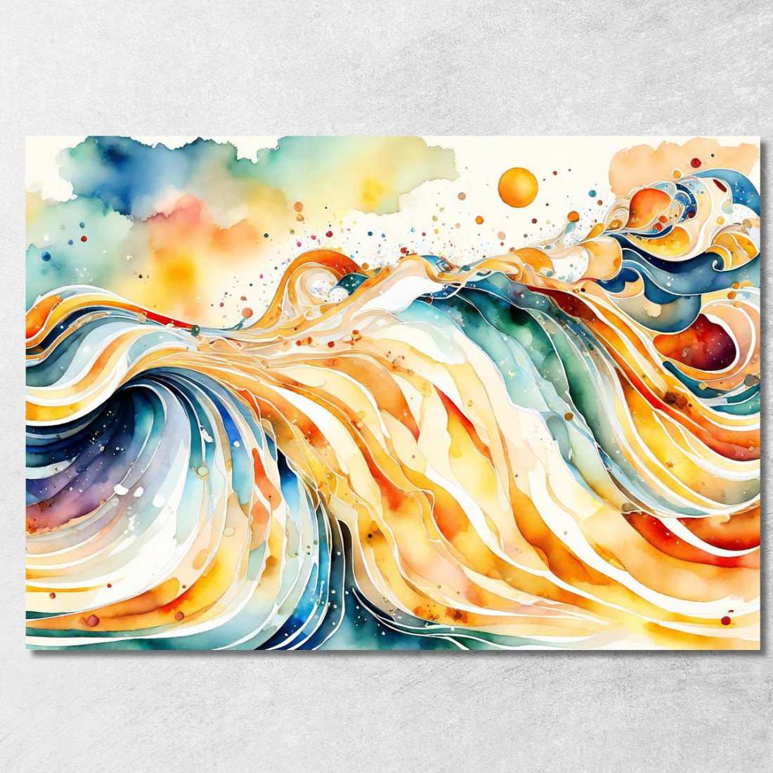 Quadro Astratto Con Onde Multicolore E Sfumature Calde abs16 quadro stampato su tela Quadro Astratto Con Onde Multicolore E Sfumature Calde abs16 quadro stampato su tela