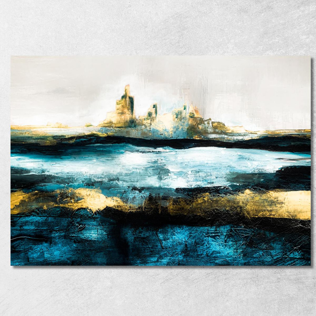 Quadro Astratto Con Paesaggio Astratto Nei Toni Blu E Oro abs17 quadro stampato su tela Quadro Astratto Con Paesaggio Astratto Nei Toni Blu E Oro abs17 quadro stampato su tela