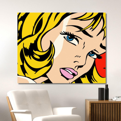 Quadro Astratto Ragazza Con Occhi Azzurri Pop Art abs42 quadro stampato su tela