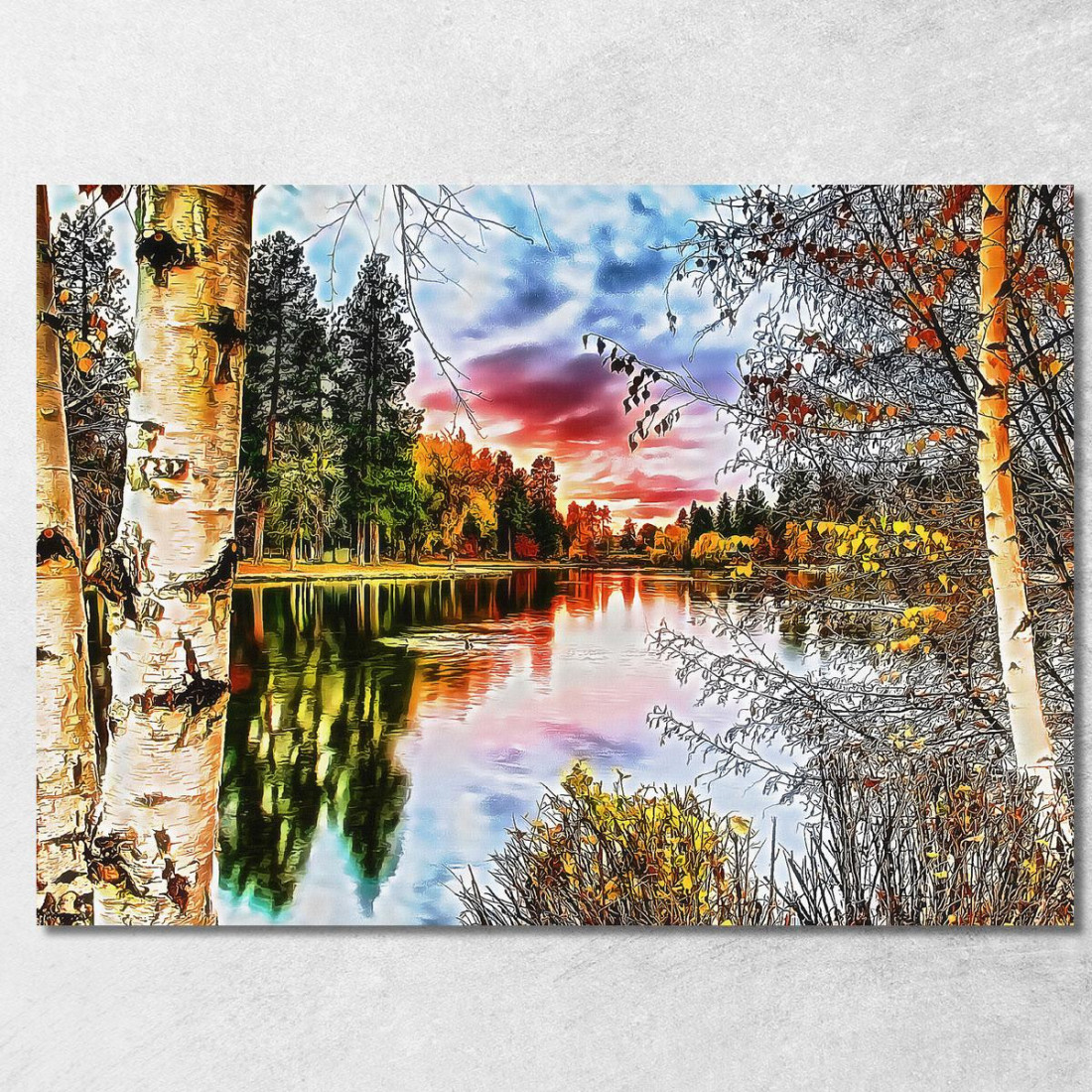 Quadro Astratto Natura Sul Lago abs60 quadro stampato su tela Quadro Astratto Natura Sul Lago abs60 quadro stampato su tela