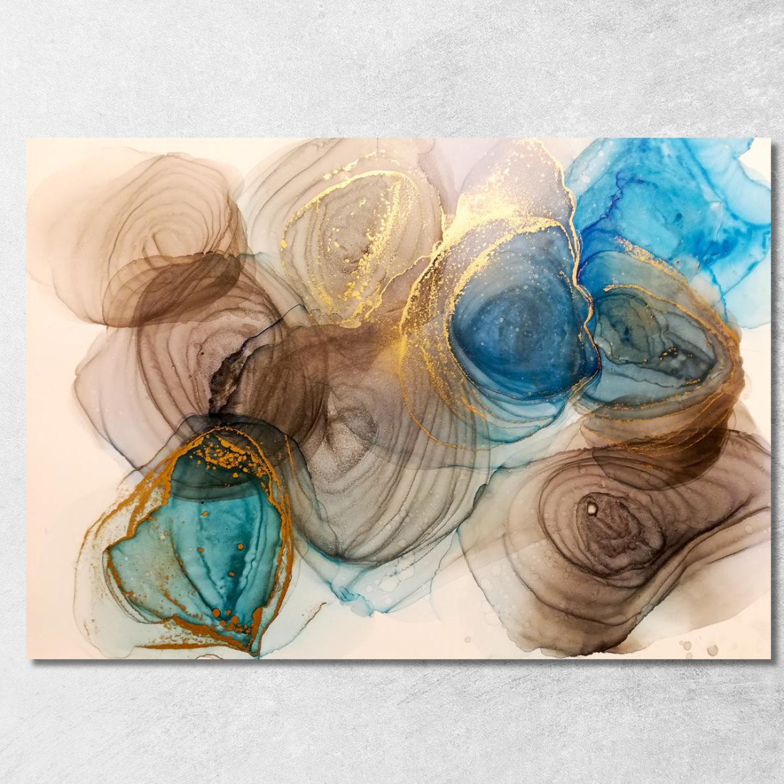Quadro Astratto Sfumato Con Toni Blu E Dettagli Dorati abs71 quadro stampato su tela Quadro Astratto Sfumato Con Toni Blu E Dettagli Dorati abs71 quadro stampato su tela