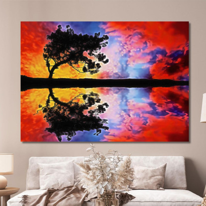 Quadro Astratto Tramonto Sull'Acqua abs74 quadro stampato su tela