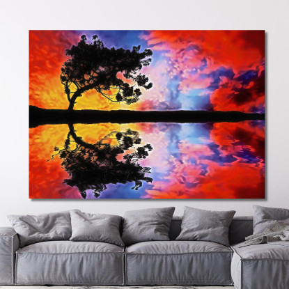 Quadro Astratto Tramonto Sull'Acqua abs74 quadro stampato su tela