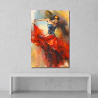 Quadro Danzatrice Gitana Abito Rosso E Blu Colori Caldi abs77 quadro stampato su tela