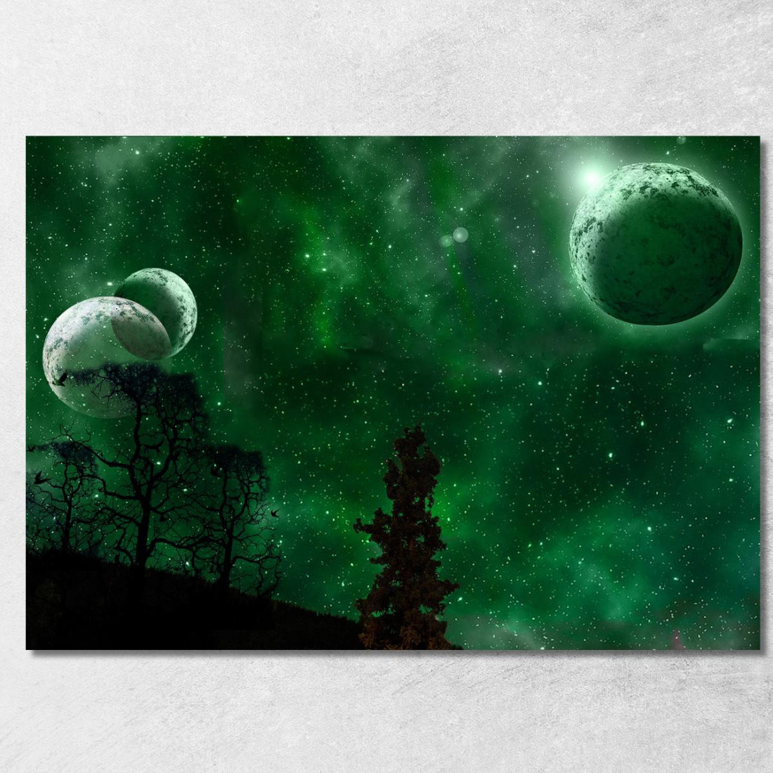 Quadro Spazio Galassia Verde Pianeti Surreale abs90 quadro stampato su tela Quadro Spazio Galassia Verde Pianeti Surreale abs90 quadro stampato su tela