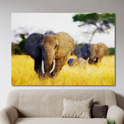 Quadro Elefante Africano Su Tela - Natura Selvaggia E Maestosità afr15 quadro stampato su tela