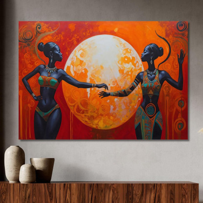 Quadro Etnico Donne Africane Danza Sotto Il Sole Rosso afr20 quadro stampato su tela