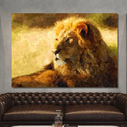 Quadro Leone Africano Su Tela Potenza E Regalità Nella Savana afr22 quadro stampato su tela