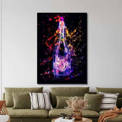 Quadro Moderno Champagne Astratto Dom Perignon Schizzi Fluo chm1 quadro stampato su tela