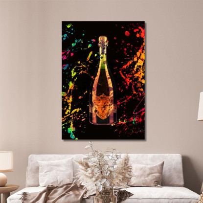 Quadro Moderno Champagne Astratto Moet Et Chandon Sfumature Arancioni Verdi chm2 quadro stampato su tela