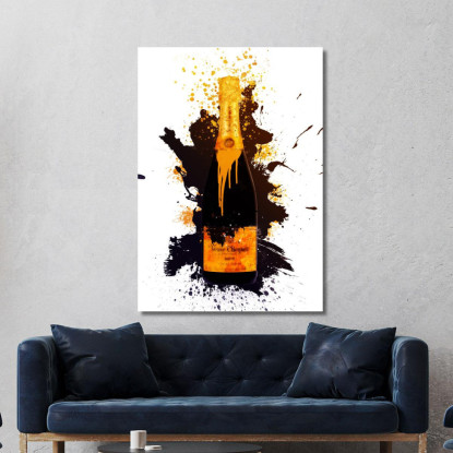 Quadro Moderno Champagne Astratto Veuve Clicquot Colato Nero chm9 quadro stampato su tela