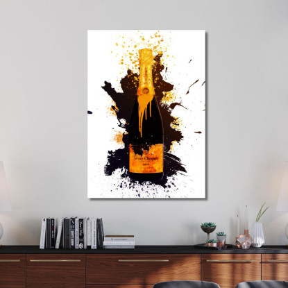 Quadro Moderno Champagne Astratto Veuve Clicquot Colato Nero chm9 quadro stampato su tela