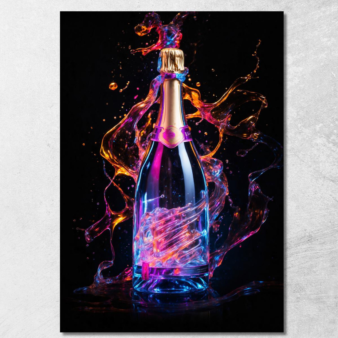 Quadro Moderno Champagne Blu E Rosa Neon Spirito Festoso chm13 quadro stampato su tela Quadro Moderno Champagne Blu E Rosa Neon Spirito Festoso chm13 quadro stampato su tela
