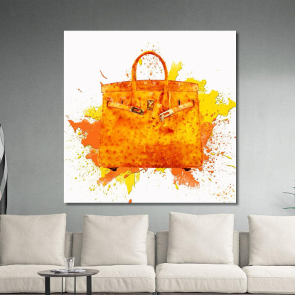 Quadro Borsa Arancione Stile Arte Moderna Fashion fsn5 quadro stampato su tela