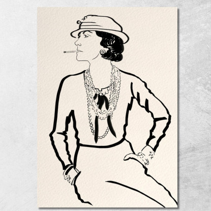 Quadro Coco Chanel Retrò Elegante Disegno In Bianco E Nero Fashion fsn12 quadro stampato su tela