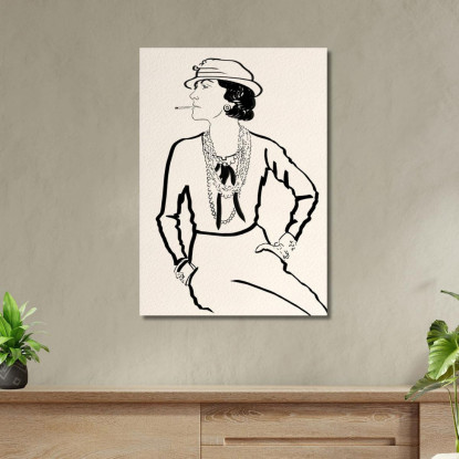 Quadro Coco Chanel Retrò Elegante Disegno In Bianco E Nero Fashion fsn12 quadro stampato su tela