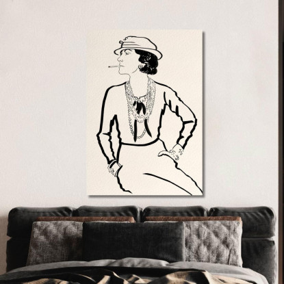 Quadro Coco Chanel Retrò Elegante Disegno In Bianco E Nero Fashion fsn12 quadro stampato su tela