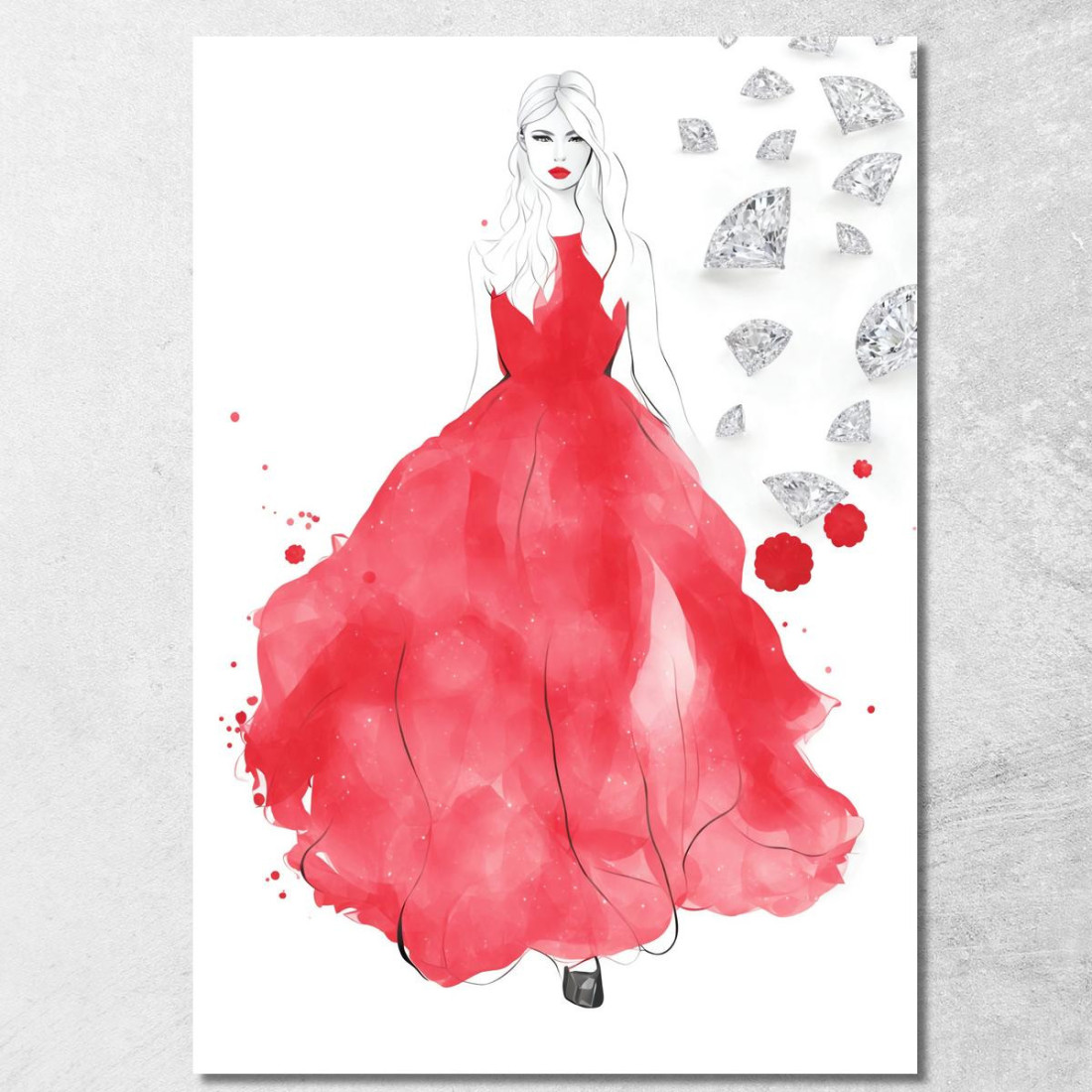 Quadro Donna Abito Rosso Illustrazione Moda Luxury Fashion fsn17 quadro stampato su tela Quadro Donna Abito Rosso Illustrazione Moda Luxury Fashion fsn17 quadro stampato su tela