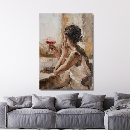 Quadro Donna Con Calice Di Vino Rosso Fashion fsn27 quadro stampato su tela