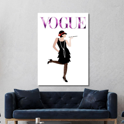 Quadro Donna In Abito Nero Stile Anni 20 Vogue Fashion fsn43 quadro stampato su tela